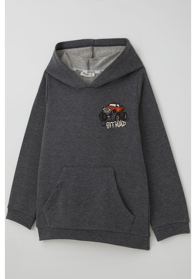 Breeze Erkek Çocuk Sweatshirt Macera Temalı Arazi Aracı Sırt Baskı Detaylı 4-8 Yaş , Koyu Gri Melanj Breeze Erkek Çocuk Sweatshirt Macera Temalı Arazi Aracı Sırt Baskı Detaylı 4-8 Yaş , Koyu Gri Melanj