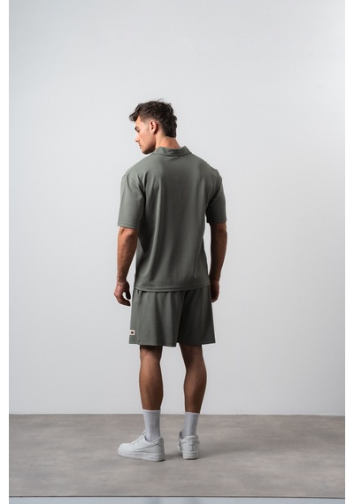 Erkek Polo Yaka Regular Fit T-shirt Şort Takım Haki