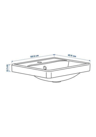 Ikea Orrsjön Yarı Gömme Lavabo, Beyaz, 50x44 Cm
