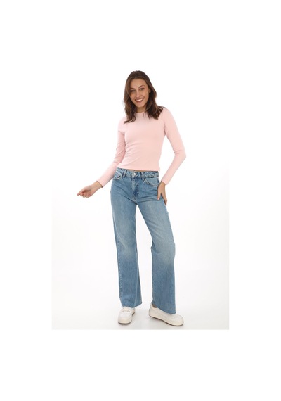 Likralı Pamuk Tişört-slim Fit -pudra Pudra