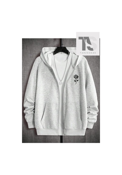 Tarzsokak Gül Sweatshirt Fermuarlı Hırka Gri