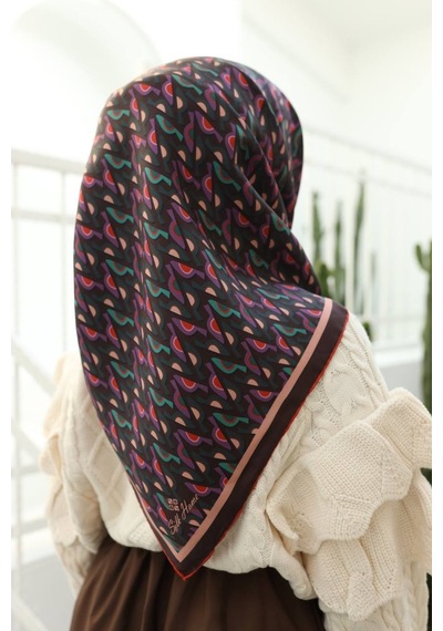 Silk Home Twill İpek Eşarp Acı Kahve, Taba, Mor, Koyu Yeşil, Turkuaz 1...