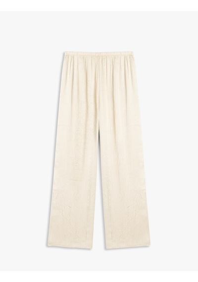 Koton Beli Lastikli Cepli Bol Paça Yüksek Bel Pantolon Bej 5sak40081uw Ekru