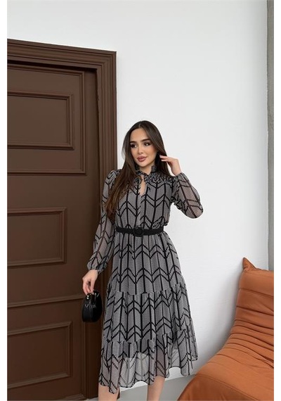 Neşeli Butik Kadın Gri Küçük Desenli Yaka Bağlama Detaylı Astarlı Şifon Günlük Elbise Nbelb05 Gri Neşeli Butik Kadın Gri Küçük Desenli Yaka Bağlama Detaylı Astarlı Şifon Günlük Elbise Nbelb05 Gri