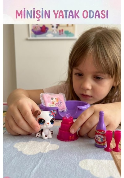 Petclub Sevimli Minişin Yatak Odası Oyun Seti Sevimli Beyaz Köpek Ve Eğlenceli Aksesuarlı Kutu Oyuncak