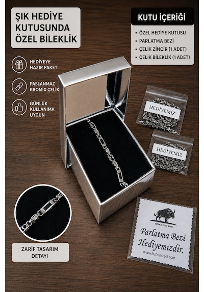 Rodyum Gümüş Kaplama B-104 Kromix Çelik Erkek Bilelik 1+1 Gravürlü Otantik Siyah Zirkon Taşlı Harfli 5 Mm Gümüş