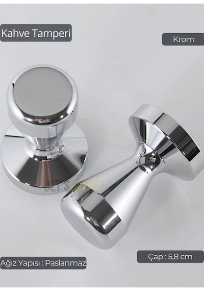 Tamper Krom Kaplama Kahve Tamperi 58 Mm Diğer