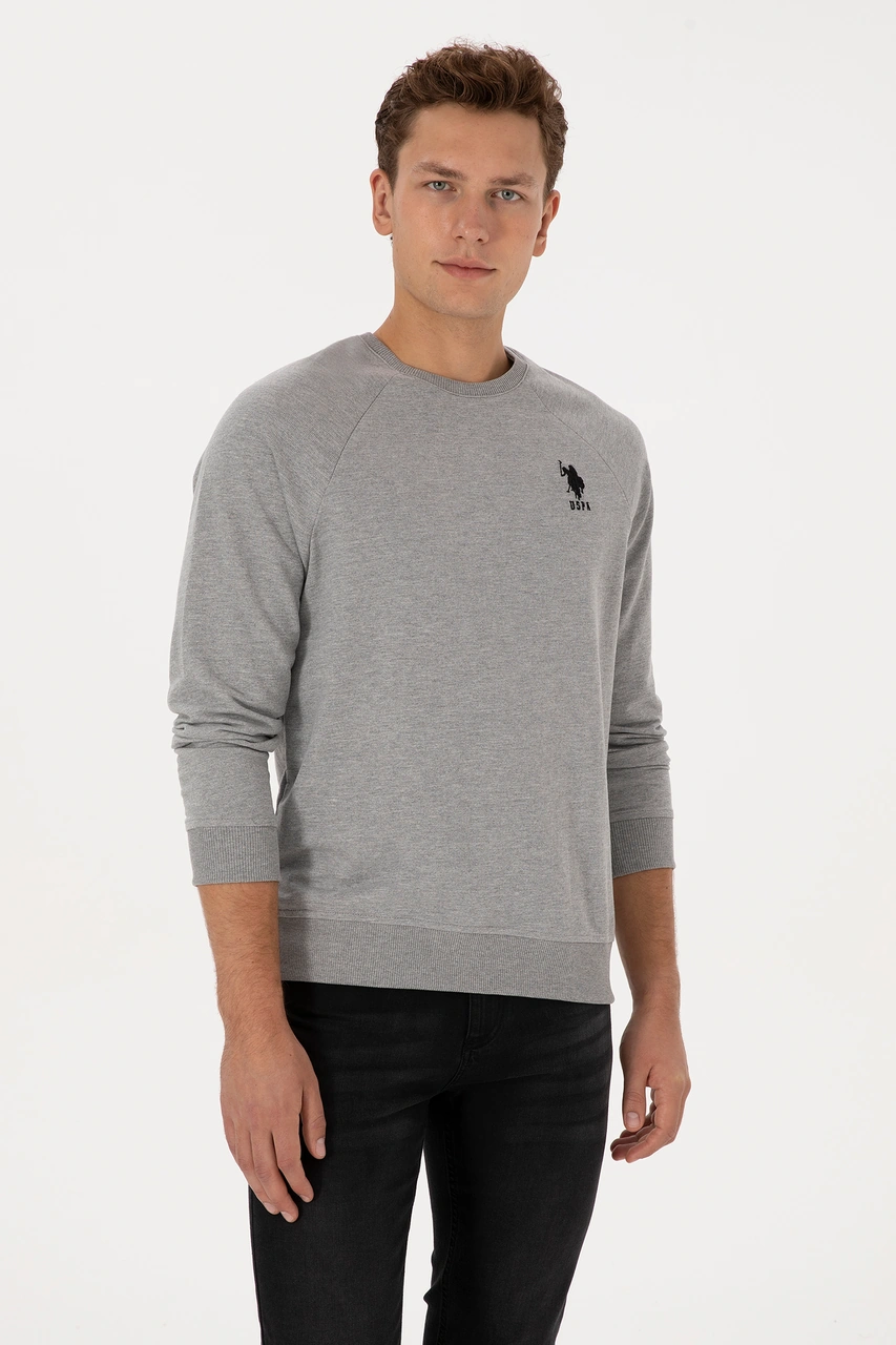 U.S. Polo Assn. Erkek Gri Melanj Basic Sweatshirt 50308103-VR086