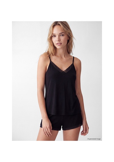 Lcw Dream Siyah V Yaka Kadın Şortlu Pijama Takımı
