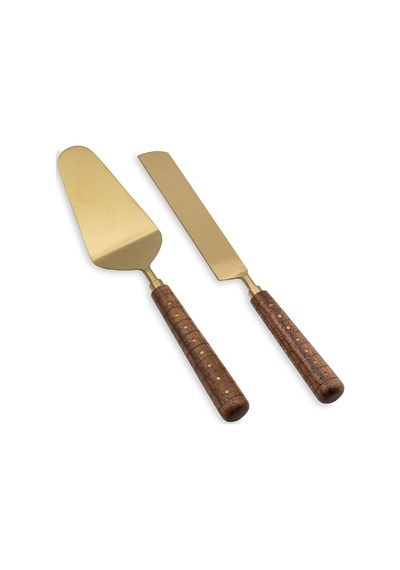 The Mia Wood Pasta Servis Takımı 2 Parça Gold