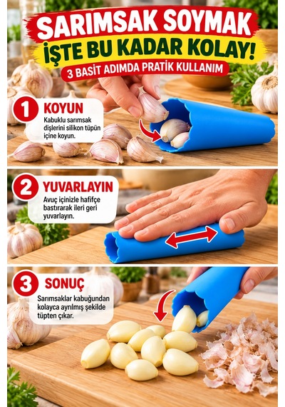 Silikon Sarımsak Soyucu Pratik Sarımsak Soyma Aparatı Esnek Mutfak Gereci Karışık Renk Gönderim Renkli