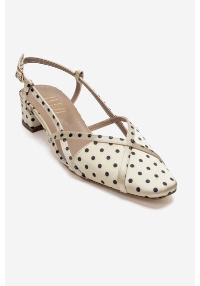 Luvi Shoes Olena Sarı Siyah Puantiyeli Kadın Topuklu Sandalet