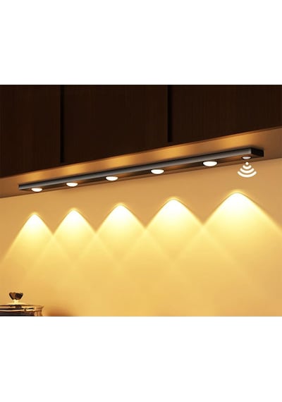 Neo Vista Hareket Sensörlü Slim Led Kabin Armatürü Dekoratif Dim Edilebilir Usb Şarjlı Aydınlatma Siyah, 60 Cm Diğer