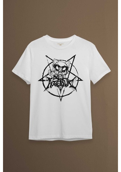 Beyaz Unisex Aggretsuko Agresif Retsuko Gotik Japon Anime Manga Metal Gothic Baskılı T-shirt 001