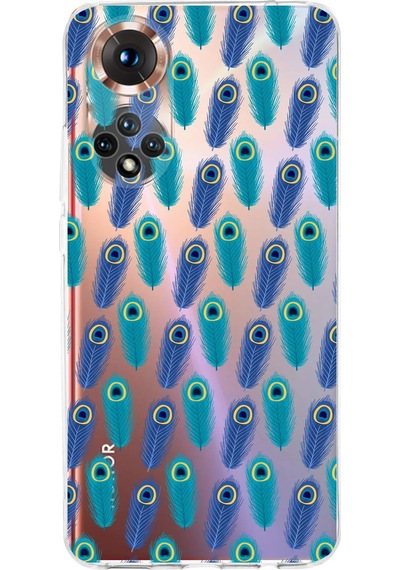 Huawei Honor 50 İle Uyumlu 1mm Slim Fit Nazar Boncuğu 4 Baskılı Şeffaf Kılıf Şeffaf