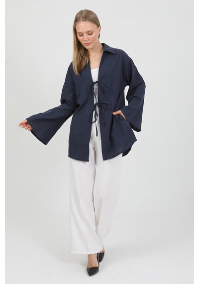 %100 Pamuk Keten Cepli Bağcıklı Kadın Kimono 1165 Gömlek Yaka, Nefes Alan Kumaş Lacivert %100 Pamuk Keten Cepli Bağcıklı Kadın Kimono 1165 Gömlek Yaka, Nefes Alan Kumaş Lacivert