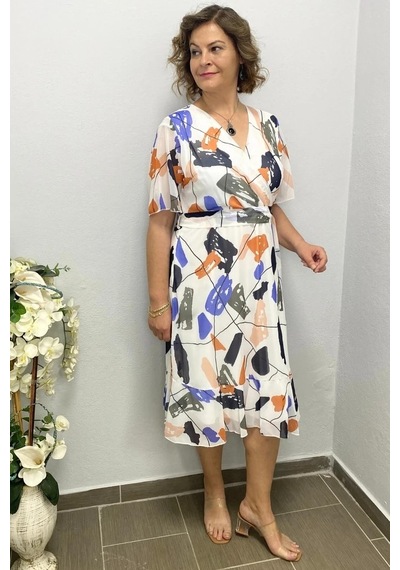 Mia Butik Kadın Beyaz Şifon Elbise Beyaz