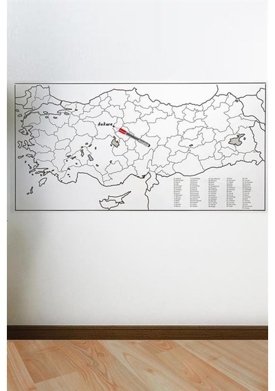 Yazılabilir Türkiye Haritası Manyetik Duvar Stickerı 110 X 56 Cm 5570 Çok Renkli