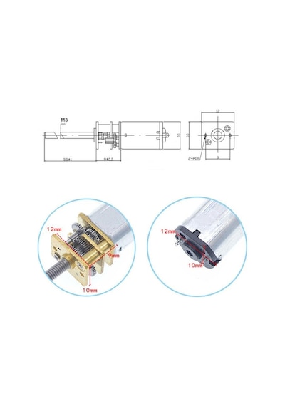 N20 6v Dc 500 Rpm M3x55 Mm Mikro Metal Redüktörlü Uzun Şaftlı Motor
