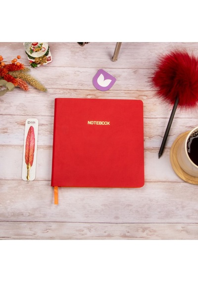 Esnek Kapak Noktalı Defter 16,5x16,5 Kırmızı Vegan Deri Genel