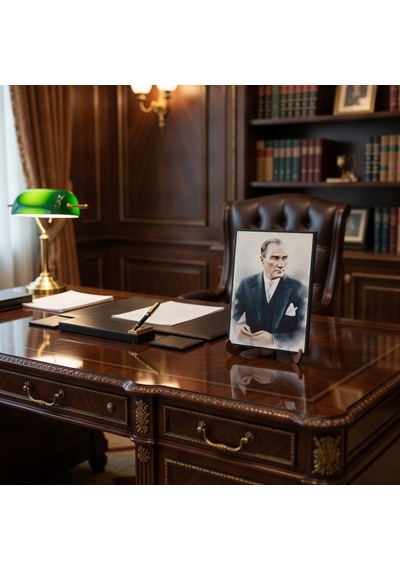 Atatürk Masaüstü Ahşap Tablo - Kabartmalı Baskı Şık Hediyelik 11x16 Cm No 1 3 Parça
