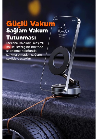 Vakumlu Araç İçi Telefon Tutucu - Güçlü Manyetik Magsafe Uyumlu Çok Renkli