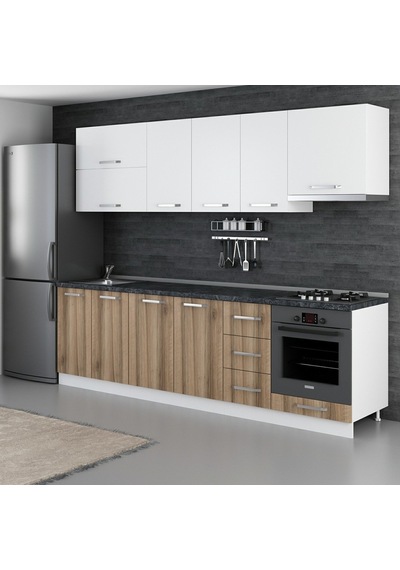 Minar 270 Cm Mutfak Dolabı Beyaz Dore 270-D8 Beyaz