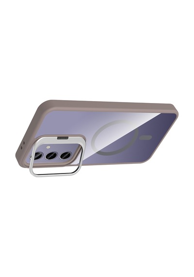 Adige Samsung Galaxy Uyumlu S24 Plus Kılıf Etro Standlı + Kamera Lens Koruyucu Gri