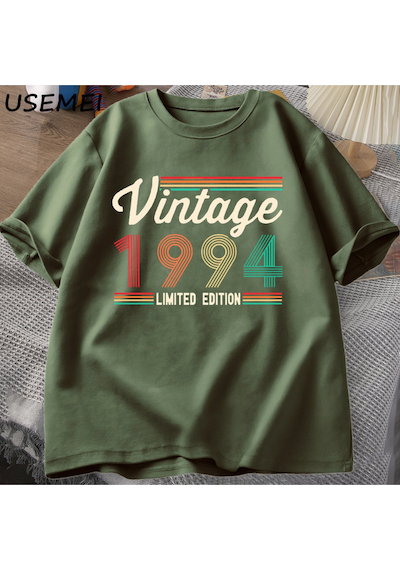 Flood Of Style 30 Yaşındaki Hediyeler T-shirt Erkekler Pamuk Kısa Kollu Tshirt Doğan 1994 Vintage 30th Doğum Yeşil
