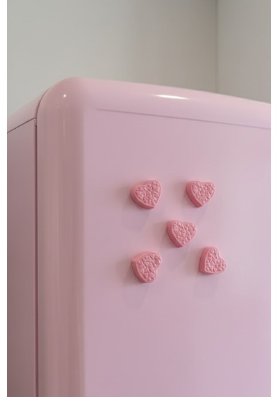 5'li Kalp Magnet Seti - Pembe