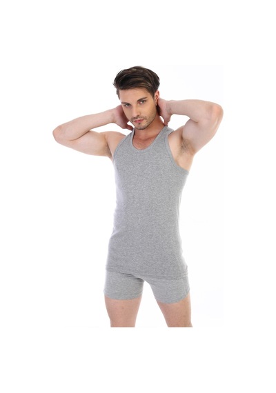 Çift Kaplan Erkek Ribana Spor Gri Atlet 915