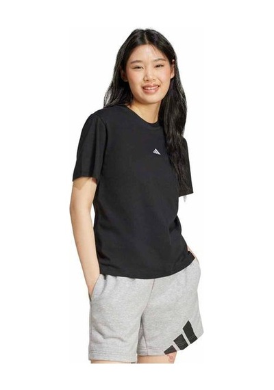 Adidas Essentials Small Logo Kadın Siyah Yuvarlak Yaka Tişört Siyah