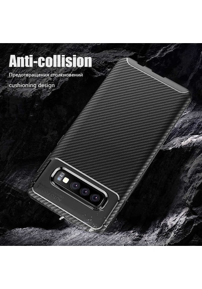 Samsung Galaxy Uyumlu S10 Kılıf Karbon Silikon Case