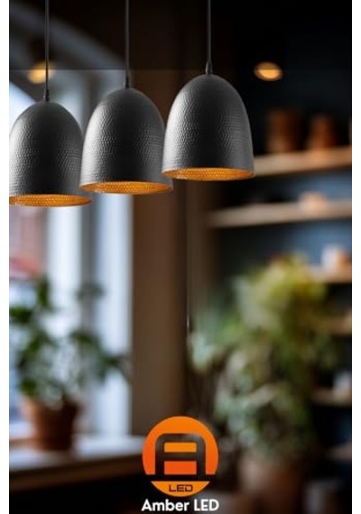 Modern Metal Gövdeli 3'lü Sarkıt Avize Mutfak Ve Salon İçin E27 Uyumlu, Siyah-6173 Diğer