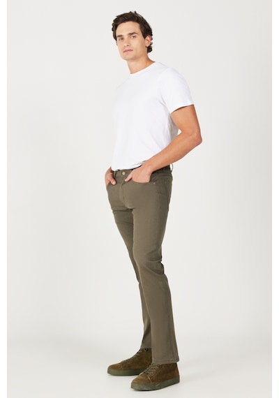 Wrangler Arizona Straight Fit Düz Kesim Normal Bel Düz Paça Esnek Haki Erkek Pantolon W211842801 Haki