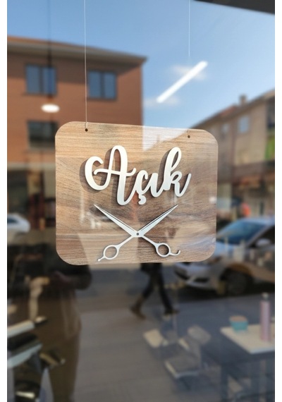 Ahşap Dekoratif Kesim Açık-kapalı Yazılı Tabela