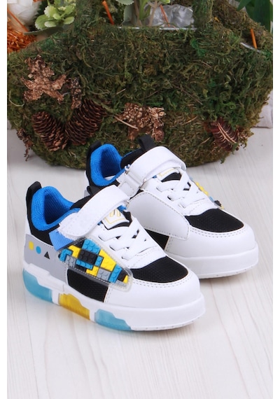 Fort Cool Legos Rahat Hafif Sneaker Işıklı Erkek Çocuk Ayakkabı SİYAH-BEYAZ