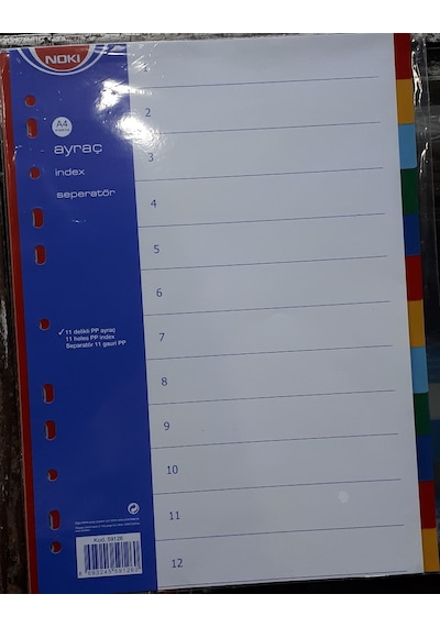 Ayraç / Seperatör 12adet Renkli Bir Poşette A 4 Ebat 10 Poşet