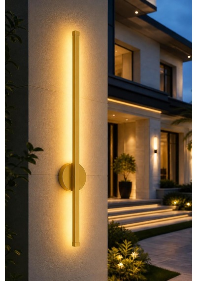 Dekoratif 20w İç Mekan Gold Kasa 3 Renkli Işık Elektrikli 80 Cm Duvar Aplik 2 Adet Diğer