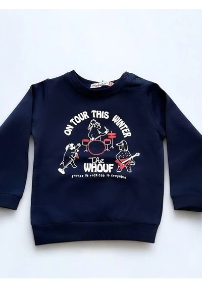 Cantoy Erkek Bebek Winter Yazılı Pamuklu Sweatshirt-14658 Lacivert