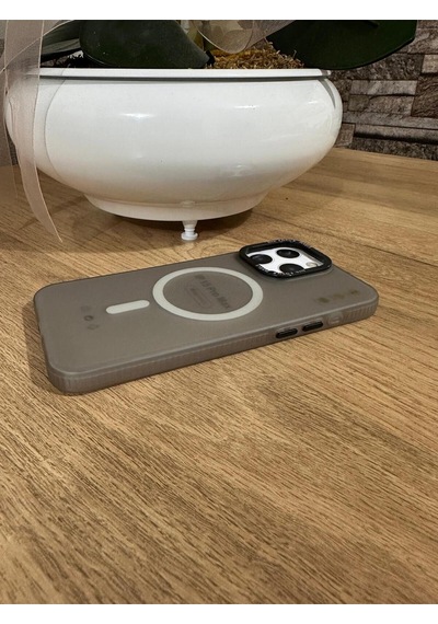 15 Promax Magsafe Destekli Darbe Korumalı Slikon Kılıf Gri