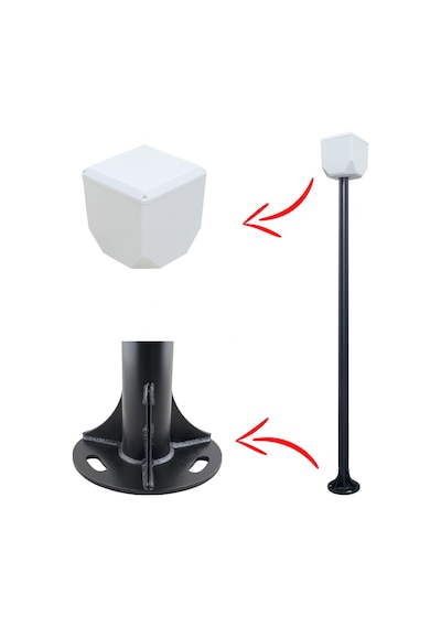 Trk-1-100+154/ 1 Mt Metal Direk + Trk-154 Küp İle Birlikte 7016 Düz Mat Antrasit Fırın Boyalı