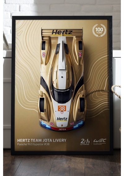 Porsche 963 Siyah Ahşap Çerçeveli Poster, Dekoratif Araba Duvar Tablosu