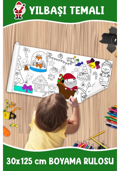 Melolisa Yılbaşı Temalı Boyama Rulosu Happy New Year Roll Bebek Ve Çocuk Için 30x125 Cm Aktivite Kağıdı