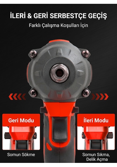 Steiner 21v 1100 Nm Kömürsüz Torklu Çift Akülü 10 Pilli 1/2 Kırmızı Şarjlı Somun Sıkma Sökme Makinesi + 38 Parça