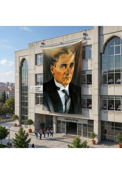 Sivil Mustafa Kemal Atatürk Portresi Poster Bayrak Raşel Kumaş 6x9 Metre Ata2 Diğer