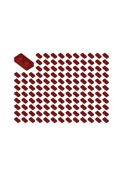 Yedek Parçalar: Plate 1x2: 100 Adet 1x2 Plate Parts Plaka Parçası Bordo - Dark Red 3023