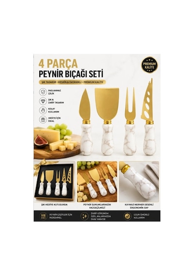 Peynir Bıçağı Seti 4 Parça Sunum Bıçakları Çok Renkli
