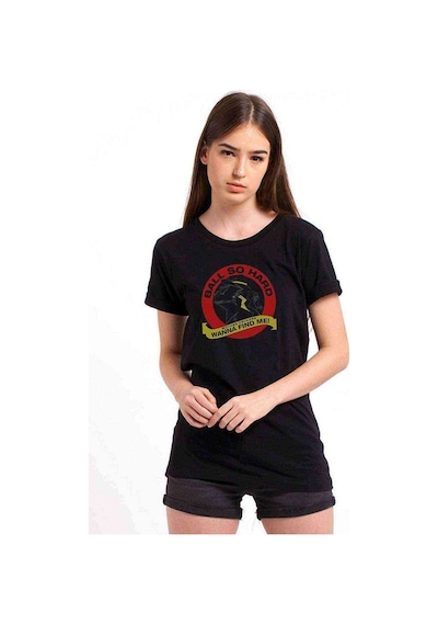 Carmen Sandiego Ball So Hard Baskılı Siyah Kadın Tshirt
