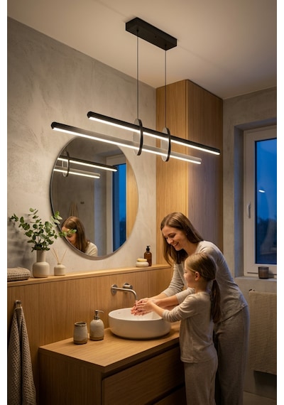 Halo Silver Lineer Led Sarkıt Avize Kumandalı Dim Edilebilir - Aşağı Işık Sarı Işık